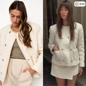 ba&sh Joe Tweed Ecru jacket